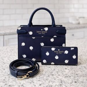 ☀️Kate Spade Staci Orchard Toss Satchel& Matching Bifold Wallet Saffiano Leather